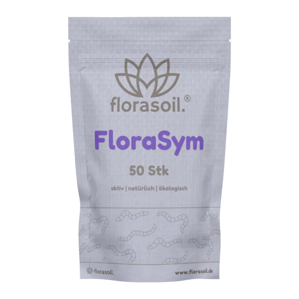 FloraSym 50 Stk. Beutel vor transparentem Hintergrund