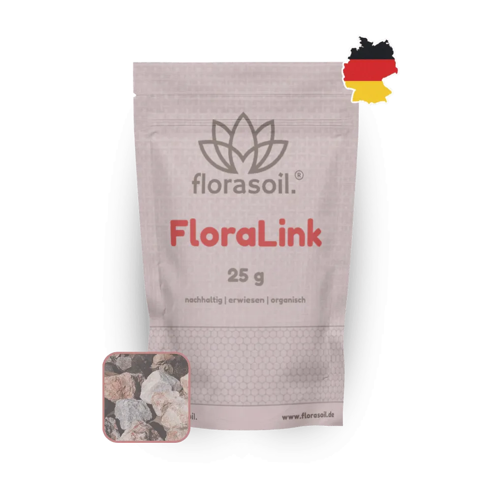 FloraLink 25g Beutel mit DE-Flagge und Bild von Mineralien