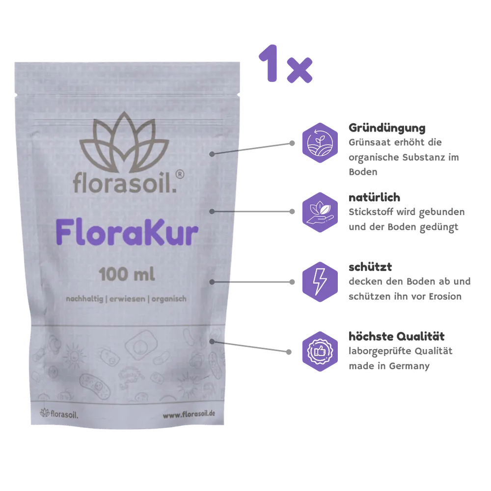 FloraKur 100ml Beutel mit 4 Produktvorteilen